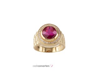 sello oro 18k con piedra con circonita