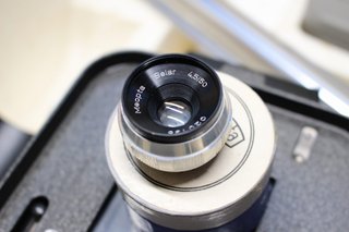 Antica fotocamera ampliatrice Opemus III, Meopta 74220-N-71. Valigia originale e manuale.