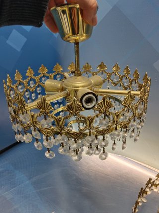 Dos lamparas de techo mid century, cristal de roca, 30 cm. de diámetro