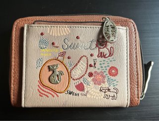 Cartera monedero con gatos y flores