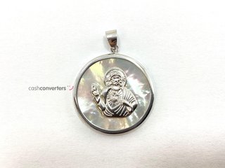 medalla plata 925mm con piedra con nacar