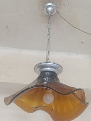 Lámpara de techo cristal Murano Mazzega ámbar