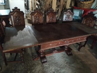 Mesa comedor y 6 sillas antiguas madera