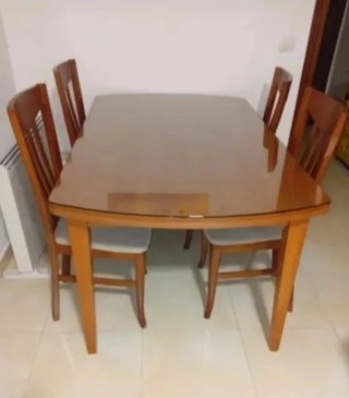 Mesa de Comedor con Cristal y 5 Sillas