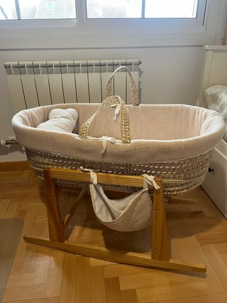 Cuco Moisés Mimbre Bebé con Soporte