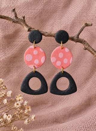Pendientes Artesanales Estilo Retro Lunares