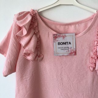 Blusa niña volantes rosa nueva 12 años