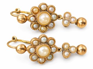 Pendientes Oro y Perlas Siglo XIX