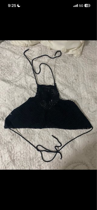 Top negro crochet
