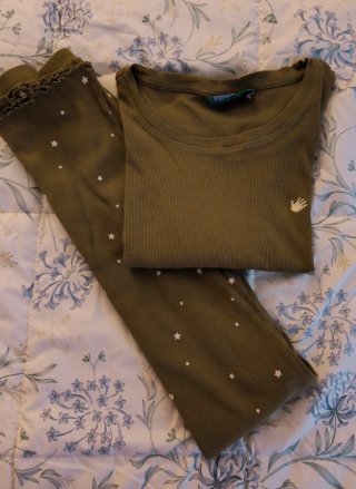 Pijama verde de algodón