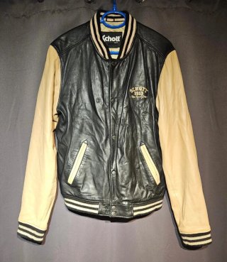 Cazadora Schott NYC Bomber Piel Negra y Beige