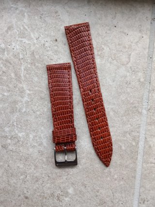 Cinturino in pelle di lucertola marrone