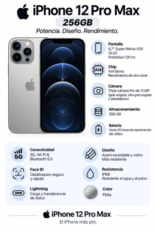 IPHONE 12 PRO MAX 256GB// BAT100%!!GARANTÍA!!CAMBI