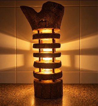 Lámpara de Mesita de noche Rústica de Madera