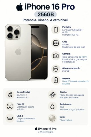 IPHONE 16 PRO 256GB// BAT100%!!GARANTÍA!!CAMBIOS!!