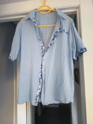 Camisa hombre M algodón y lino floral