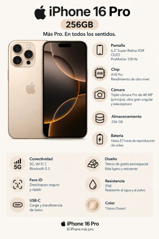 IPHONE 16 PRO 256GB// BAT88%!!GARANTÍA!!CAMBIOS!!