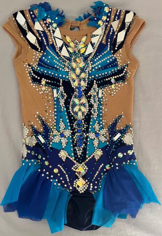 Maillot Gimnasia Rítmica Azul y Beige