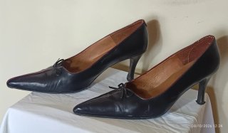 Zapatos Salón Piel Negros Charol Talla 40