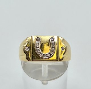 Anillo Oro 18K, Herradura Diamantes, 7,04gr, T-22