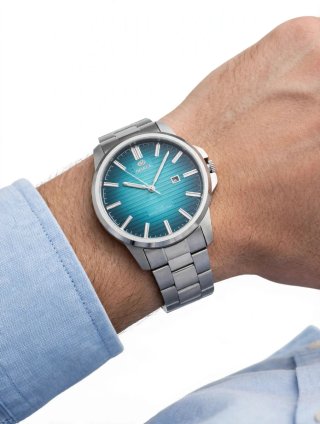 Reloj Marea Hombre Plata y Azul Nuevo