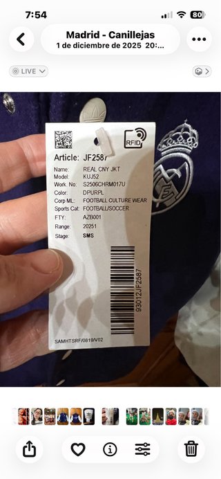 Chaqueta UNISEX Bomber Real Madrid Adidas