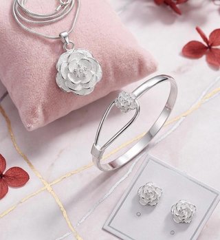 Conjunto Plata 925 Rosas