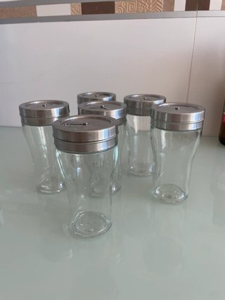 Conjunto 6 Frascos Temperos Vidro Metal