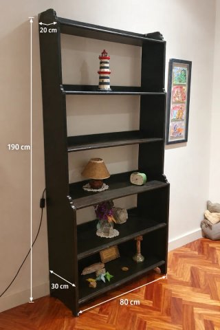 Estantería de Madera Negra 190x80x30 cm