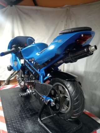 Mini moto gasolina deportiva azul