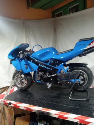 Mini moto gasolina deportiva azul