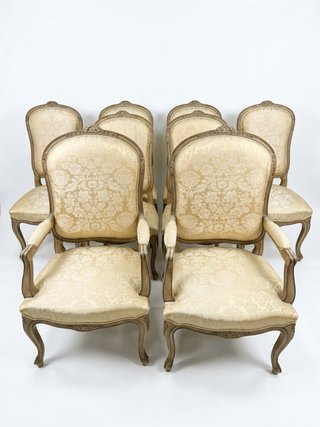 Juego de 6 sillas y 2 sillones de Comedor Luis XV