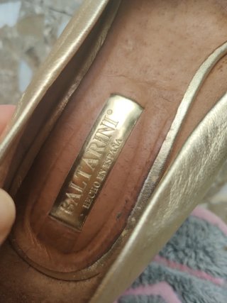 Cuñas Piel Doradas y Rojas Talla 38