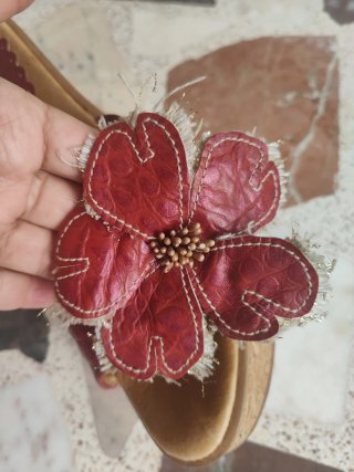 Cuñas Piel Doradas y Rojas Talla 38