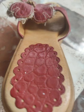 Cuñas Piel Doradas y Rojas Talla 38