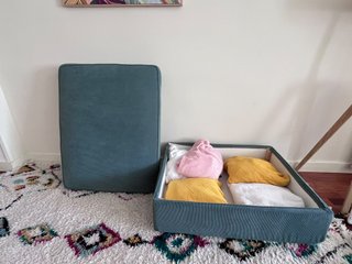 Reposapiés con almacenaje - Gris turquesa