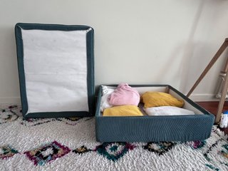 Reposapiés con almacenaje - Gris turquesa
