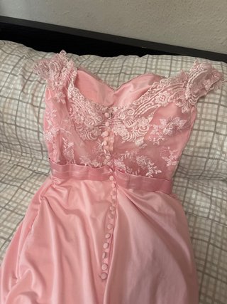 Vestido de fiesta largo rosa y rosa palo.
