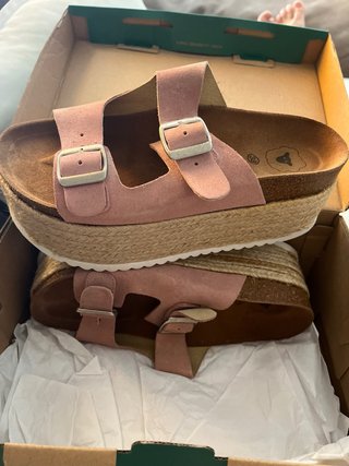 Sandalias de Cuña con Plataforma Rosa