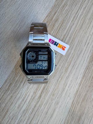 Reloj Digital Skmei Dual Time Plateado