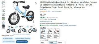Bicicleta YBIKE -2 en 1- color azul, 12 pulgadas