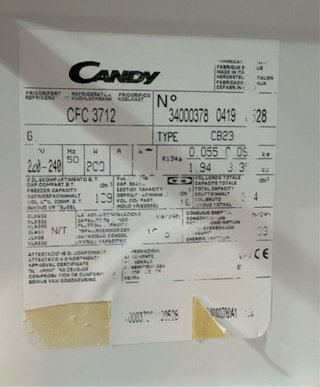 Nevera Combi Candy CFC 3712