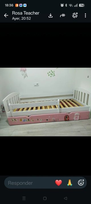 Cama nido infantil blanca y rosa
