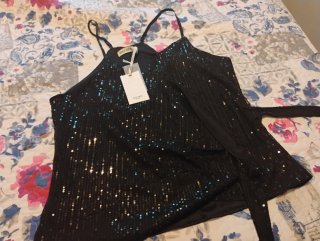 Blusa de Lentejuelas Negra GRACE KARIN