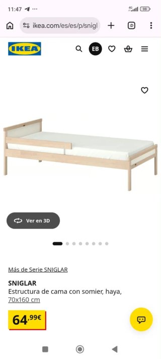 Base de cama IKEA LURÖY 140x200..nueva 64€.. Ikea.