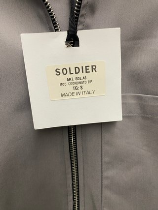 Giacca Soldier uomo grigia zip S nuova