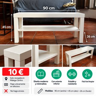 Mesa de Centro Blanca con Estante - 10 €