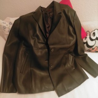 Chaqueta de cuero negra mujer sin marca conocida