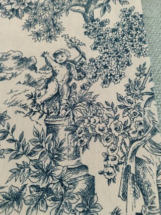 Tela loneta diseño Toile de Jouy azul