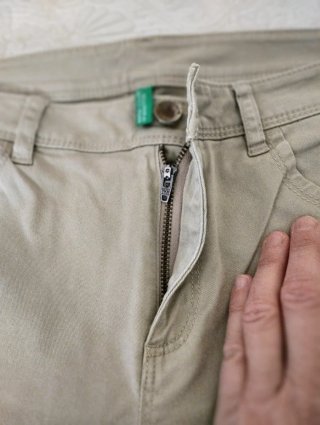 Benetton Pantalone Chino Beige Taglia 44